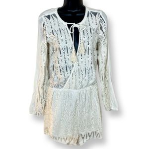 Volcom Gypsum Long Sleeved Bone Romper Size Medium